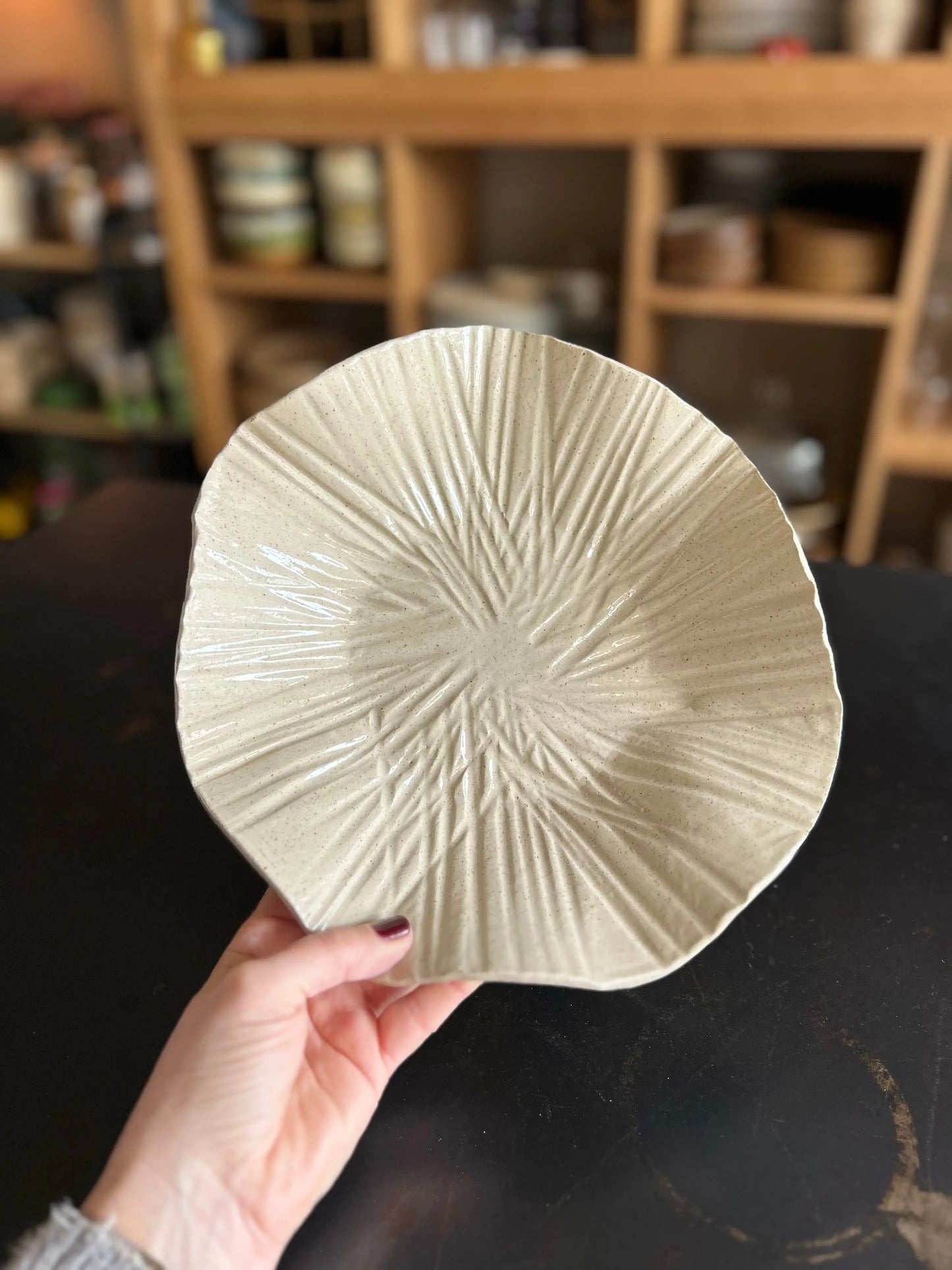 Pyrithed stoneware serving dish